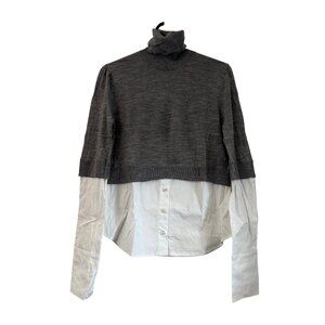 Veronica Beard Gray Nina Merino Turtleneck Sweater Shirt Long Sleeve Size Small